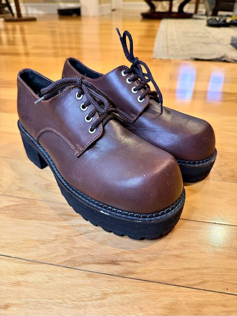Bed Stu Lita Brown Leather Platform Oxford Sz 10